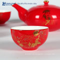 Chinoiserie Porcelana Regalo De Regalo De Té Rojo Para La Nueva Pareja / Oriental De Estilo De Hueso China De Té Set